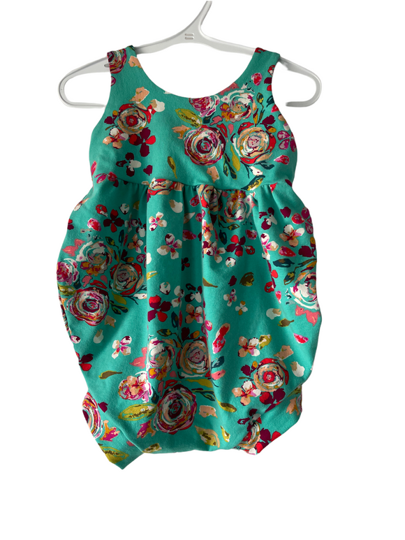 Teal Floral Bubble Romper